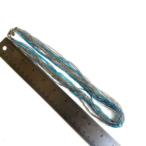 Neroleone blue and silver beaded multi strand necklace - Picture 8 of 11